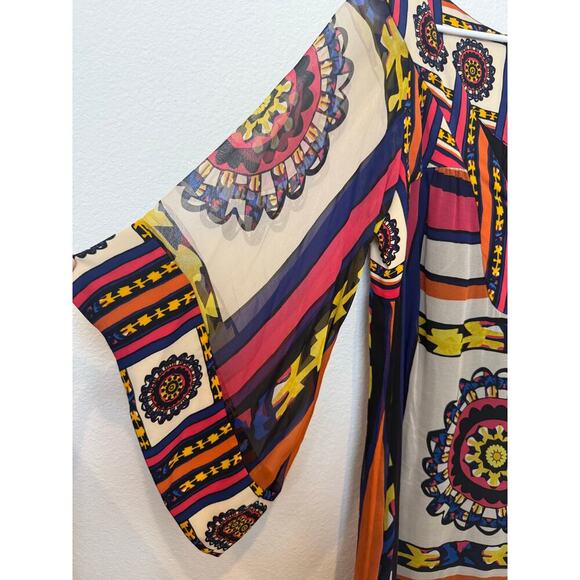 DIANE von FURSTENBERG 3/4 sleeve 100% SILK Mini Dress Mutlicolor 10 Geometric - Picture 3 of 6